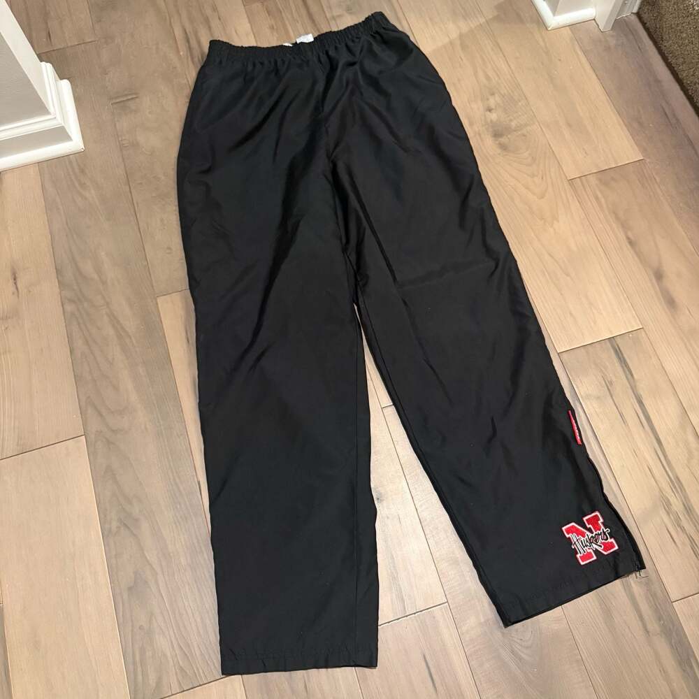 Vintage Red Oak Sportswear Nebraska Cornhuskers Lined Wind Pants Black Size Larg
